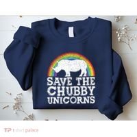 SAVE THE CHUBBY UNICORNS Gift Rhino Conservation Rainbow Sweatshirt thumb 2