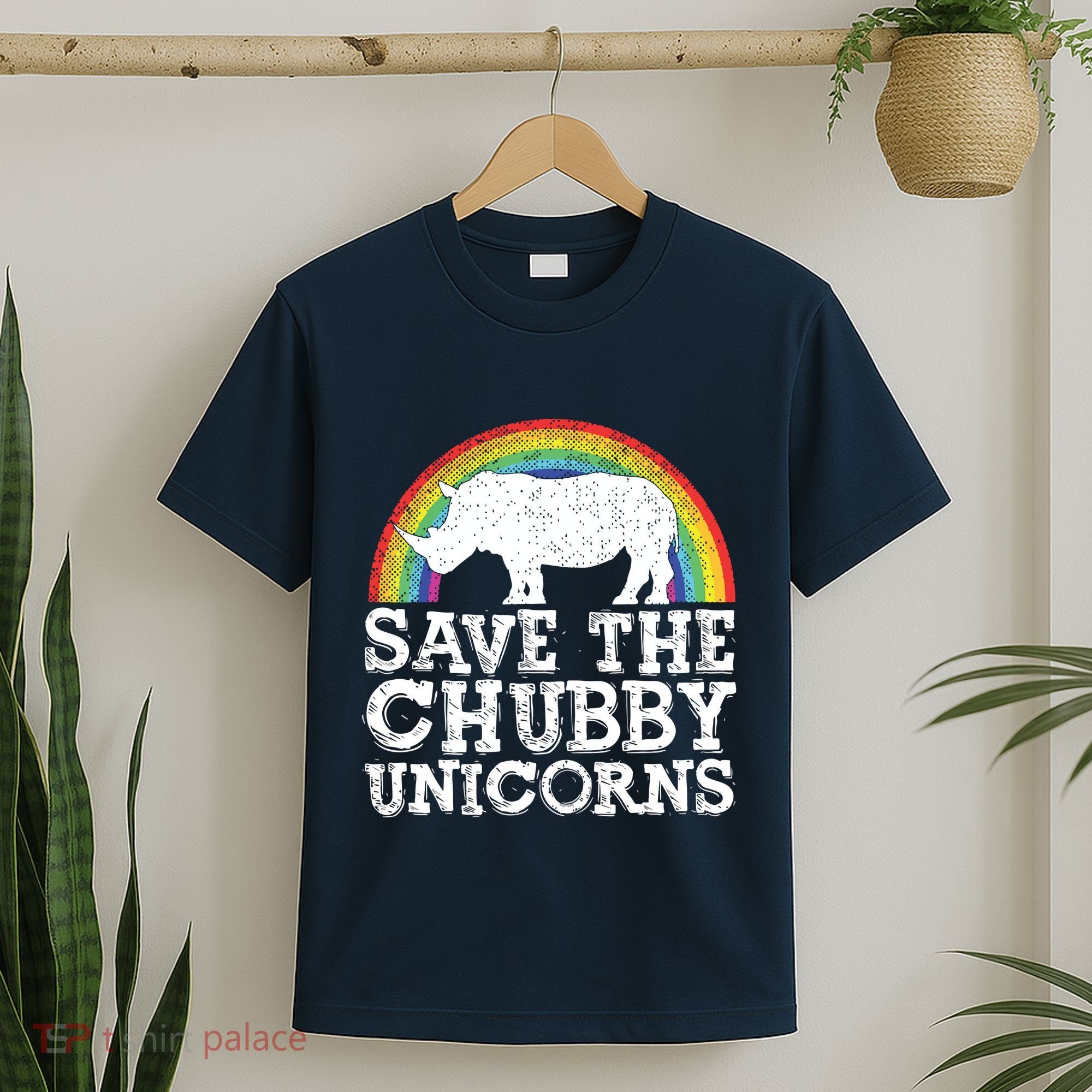 SAVE THE CHUBBY UNICORNS Gift Rhino Conservation Rainbow T-Shirt