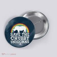SAVE THE CHUBBY UNICORNS Gift Rhino Conservation Rainbow Button thumb 0