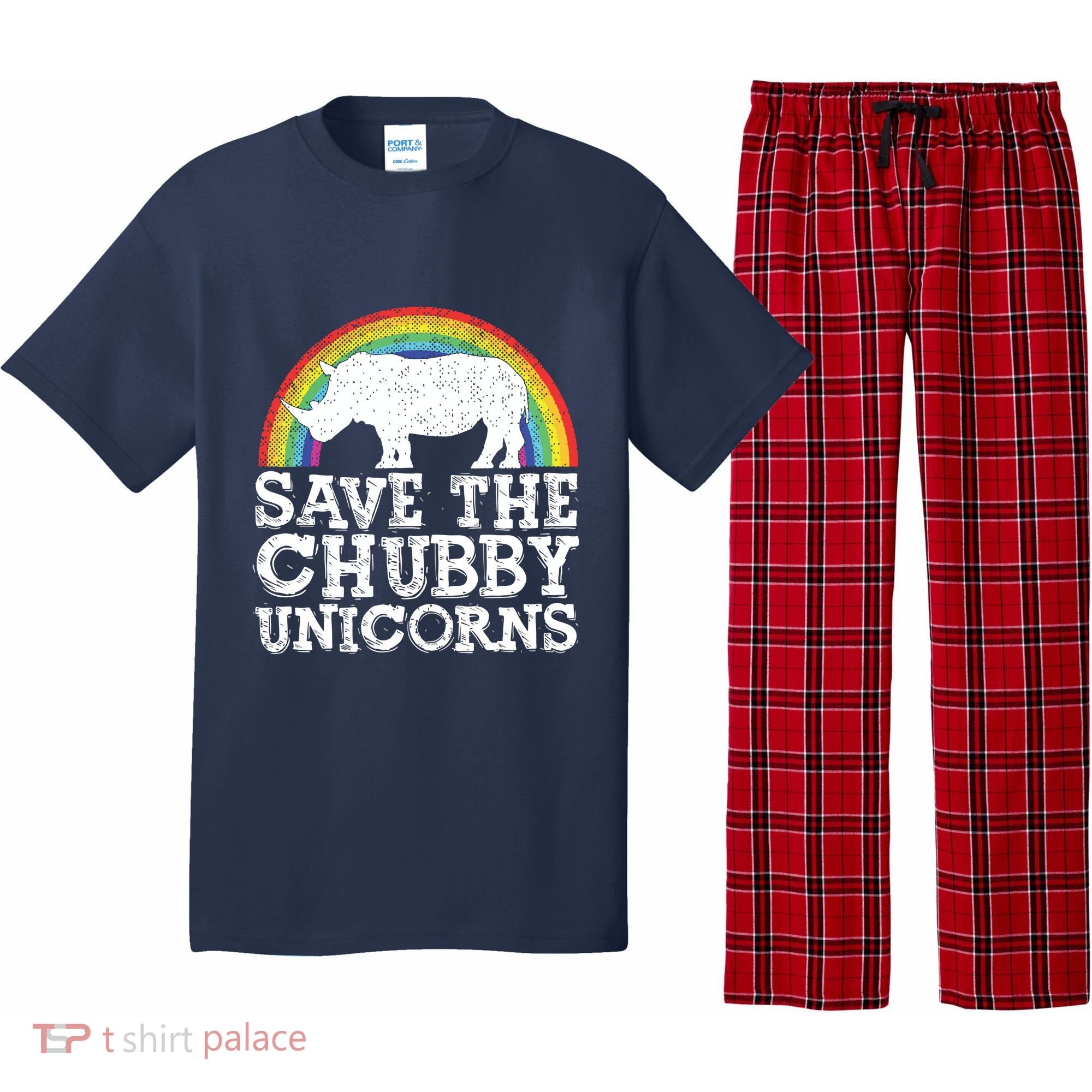 SAVE THE CHUBBY UNICORNS Gift Rhino Conservation Rainbow Pajama Set