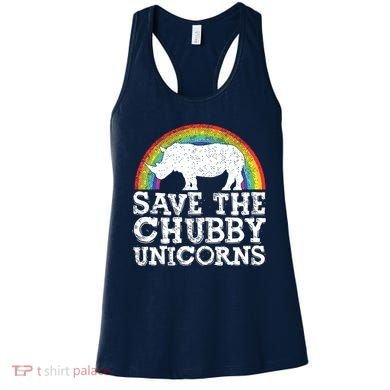 SAVE THE CHUBBY UNICORNS Gift Rhino Conservation Rainbow Women's Tank Top
