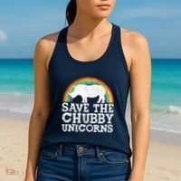 SAVE THE CHUBBY UNICORNS Gift Rhino Conservation Rainbow Women's Tank Top thumb 2