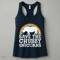 SAVE THE CHUBBY UNICORNS Gift Rhino Conservation Rainbow Women's Tank Top thumb 3