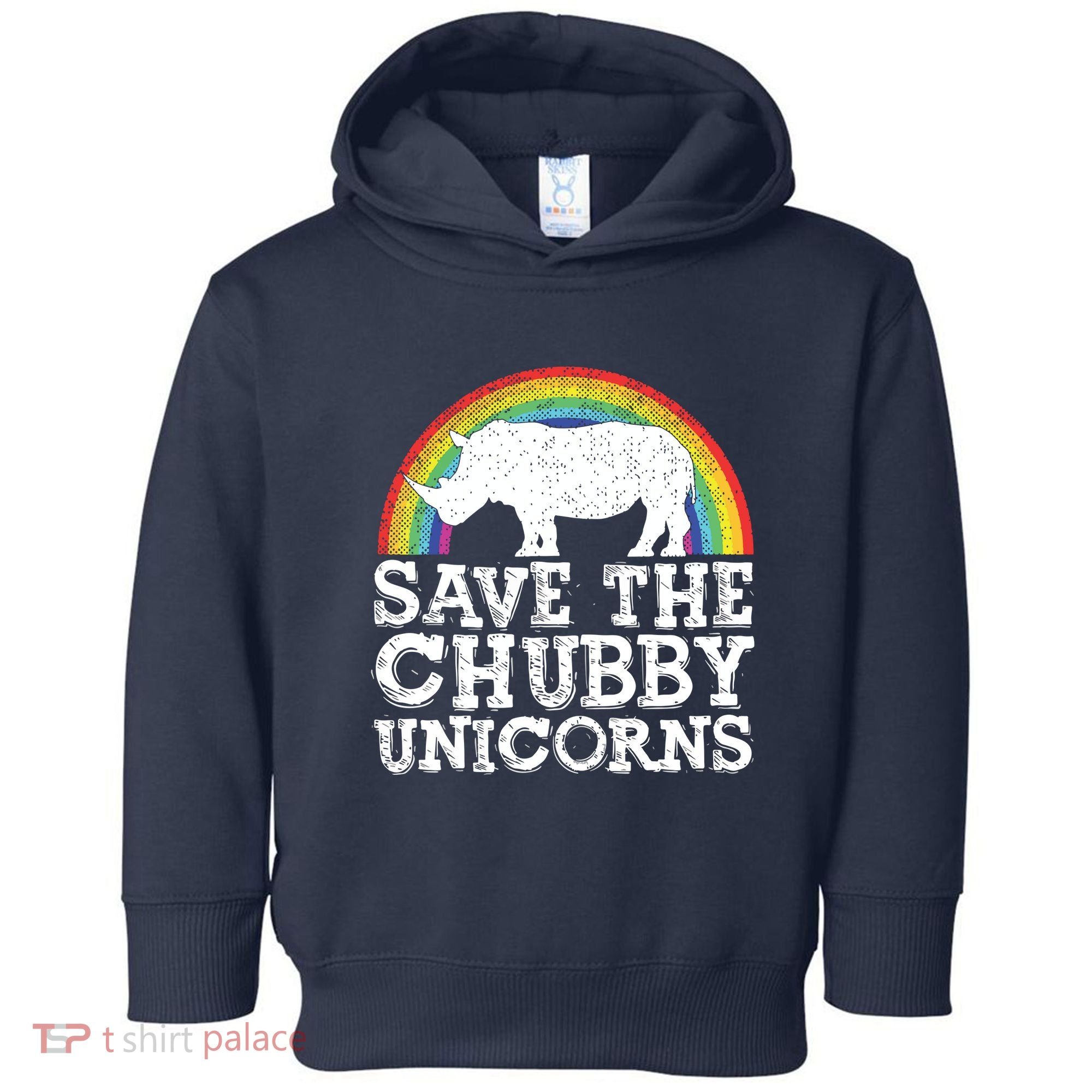 SAVE THE CHUBBY UNICORNS Gift Rhino Conservation Rainbow Toddler Hoodie