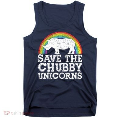 SAVE THE CHUBBY UNICORNS Gift Rhino Conservation Rainbow Tank Top