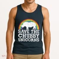 SAVE THE CHUBBY UNICORNS Gift Rhino Conservation Rainbow Tank Top thumb 3