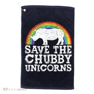 SAVE THE CHUBBY UNICORNS Gift Rhino Conservation Rainbow Golf Towel