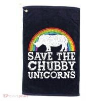SAVE THE CHUBBY UNICORNS Gift Rhino Conservation Rainbow Golf Towel thumb 0