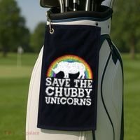 SAVE THE CHUBBY UNICORNS Gift Rhino Conservation Rainbow Golf Towel thumb 2