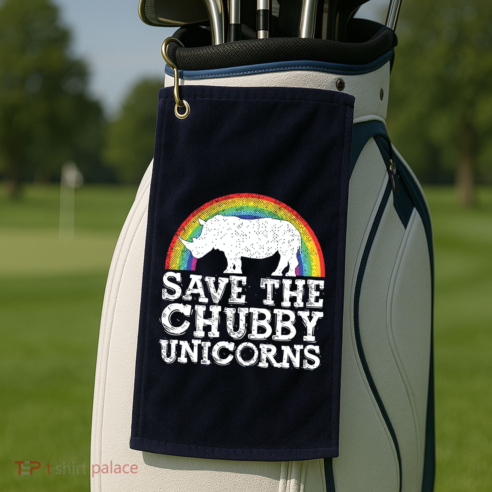 SAVE THE CHUBBY UNICORNS Gift Rhino Conservation Rainbow Golf Towel