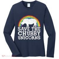 SAVE THE CHUBBY UNICORNS Gift Rhino Conservation Rainbow Women's Long Sleeve Shirt thumb 0