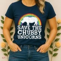 SAVE THE CHUBBY UNICORNS Gift Rhino Conservation Rainbow Women's T-Shirt thumb 2