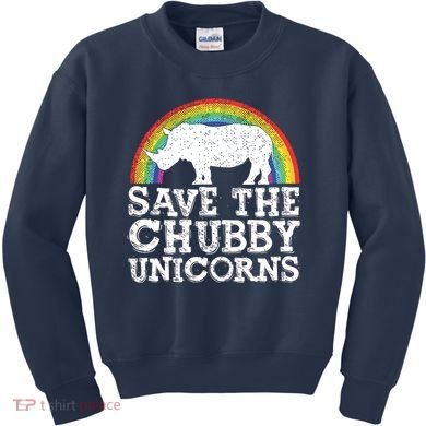 SAVE THE CHUBBY UNICORNS Gift Rhino Conservation Rainbow Kids Sweatshirt