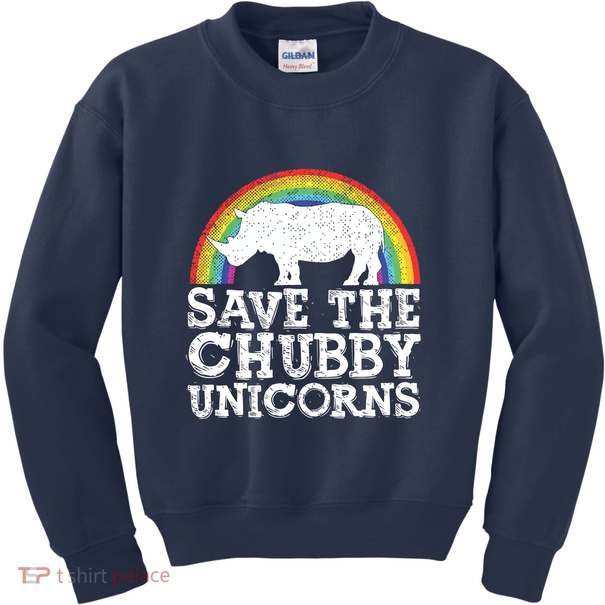 SAVE THE CHUBBY UNICORNS Gift Rhino Conservation Rainbow Kids Sweatshirt