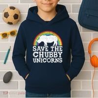 SAVE THE CHUBBY UNICORNS Gift Rhino Conservation Rainbow Kids Hoodie thumb 2