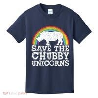 SAVE THE CHUBBY UNICORNS Gift Rhino Conservation Rainbow Kids T-Shirt thumb 0