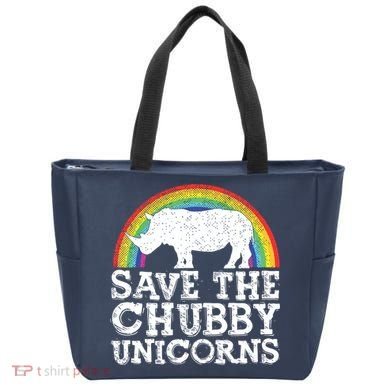 SAVE THE CHUBBY UNICORNS Gift Rhino Conservation Rainbow Tote Bag