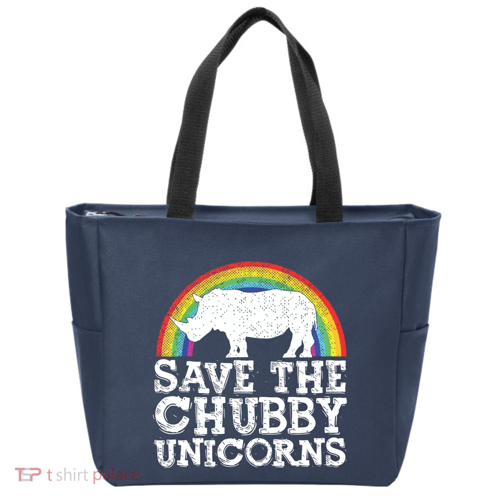 SAVE THE CHUBBY UNICORNS Gift Rhino Conservation Rainbow Tote Bag