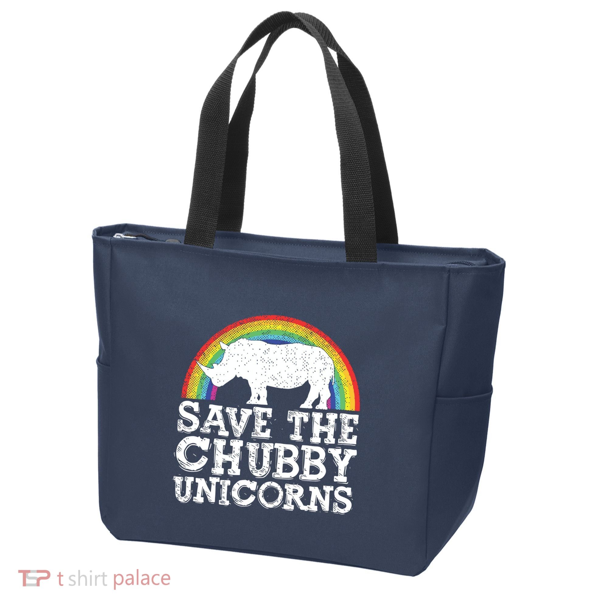 SAVE THE CHUBBY UNICORNS Gift Rhino Conservation Rainbow Tote Bag