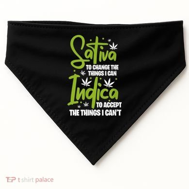 Sativa To Change The Things I Can Indica Cannabis Weed Leaf USA-Made Doggie Bandana