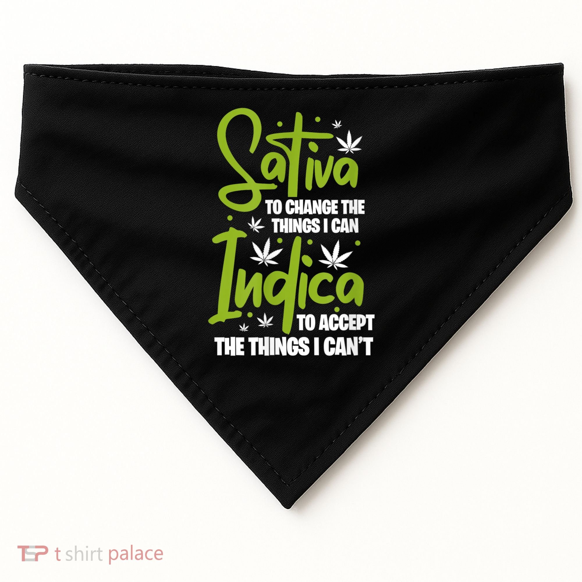 Sativa To Change The Things I Can Indica Cannabis Weed Leaf USA-Made Doggie Bandana