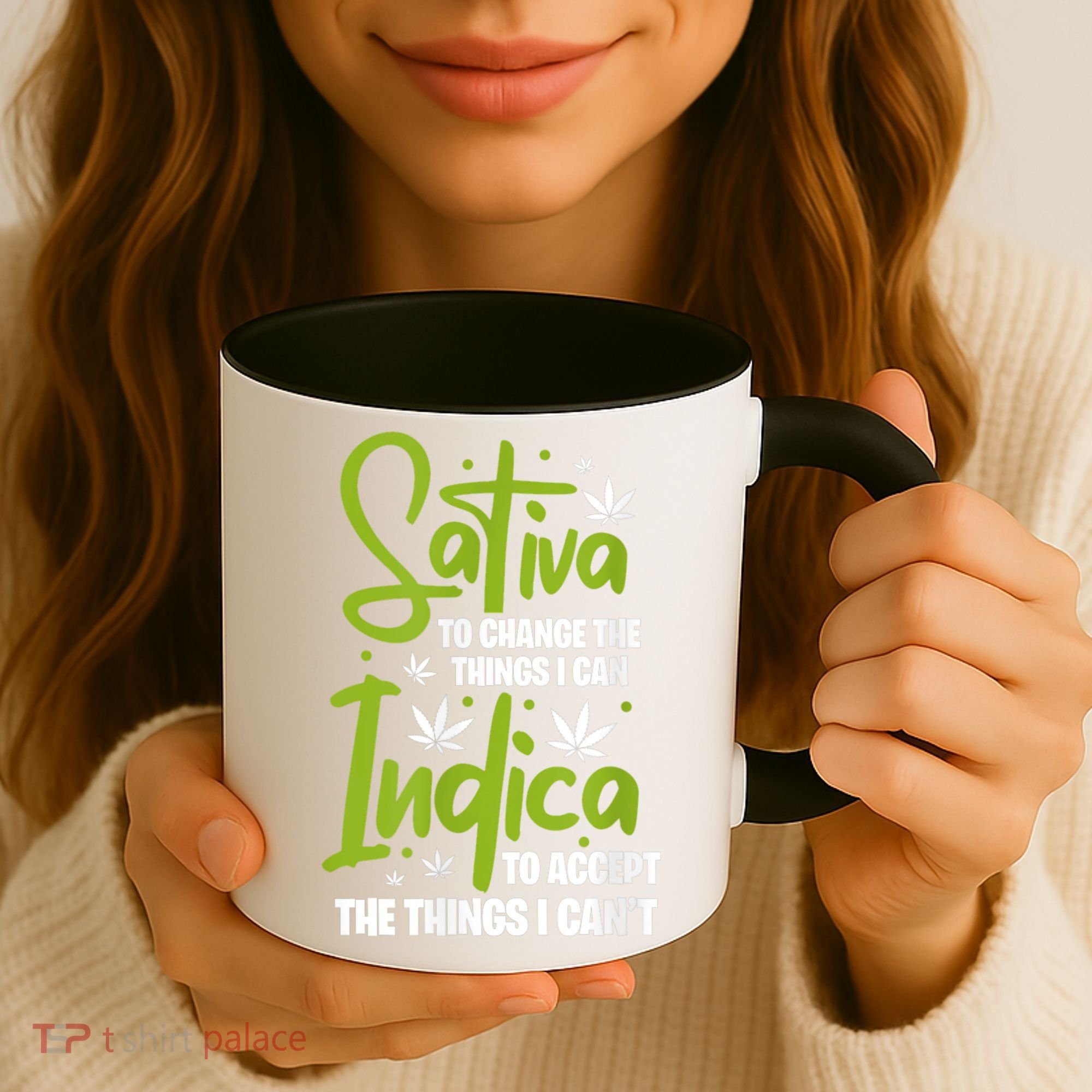 Sativa To Change The Things I Can Indica Cannabis Weed Leaf Coffee Mug