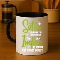 Sativa To Change The Things I Can Indica Cannabis Weed Leaf Coffee Mug thumb 4