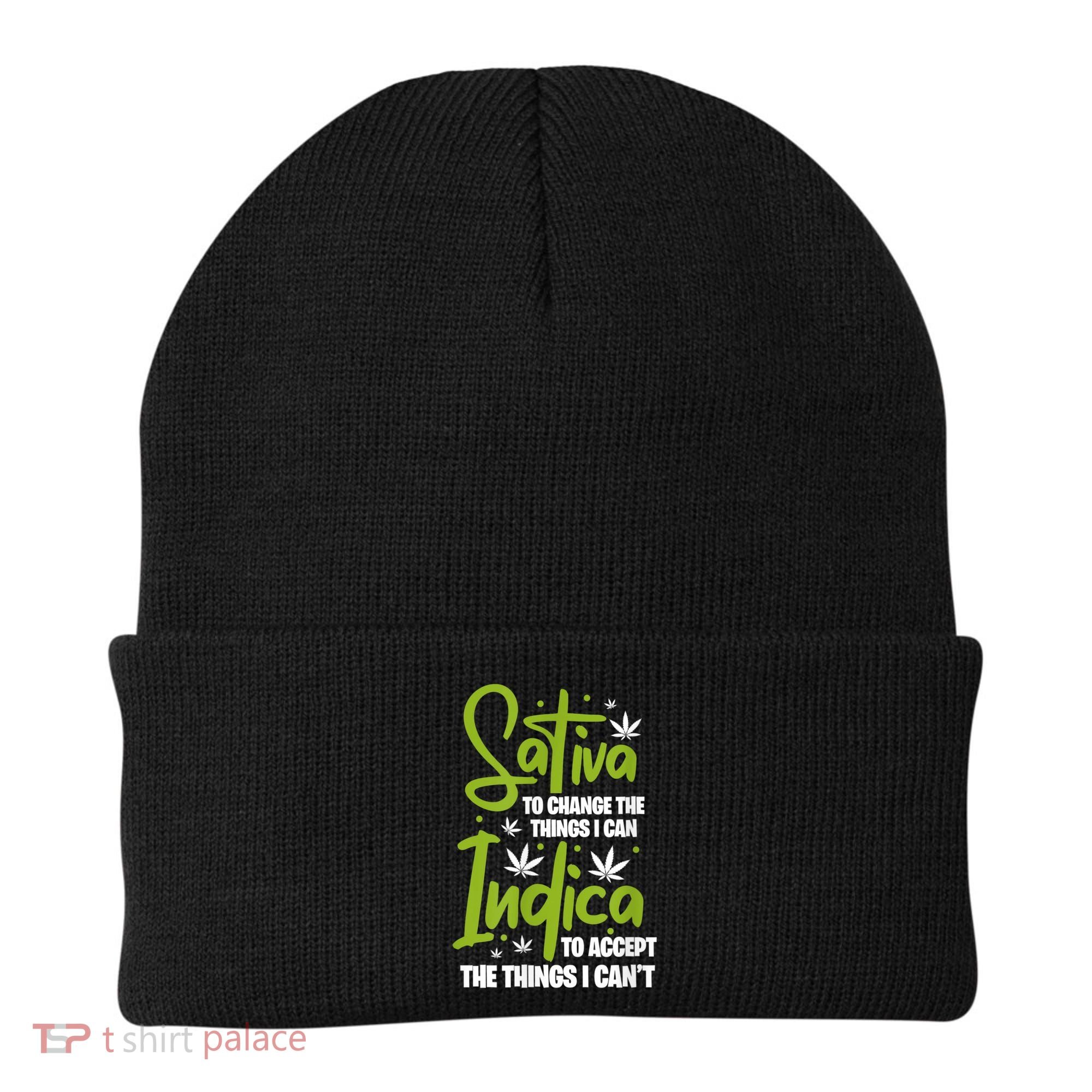 Sativa To Change The Things I Can Indica Cannabis Weed Leaf Beanie