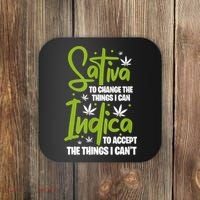 Sativa To Change The Things I Can Indica Cannabis Weed Leaf Coaster thumb 0