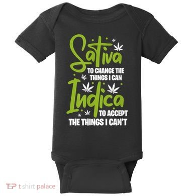 Sativa To Change The Things I Can Indica Cannabis Weed Leaf Baby Bodysuit