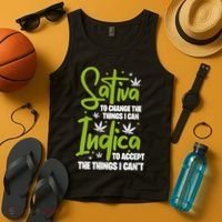 Sativa To Change The Things I Can Indica Cannabis Weed Leaf Tank Top thumb 4