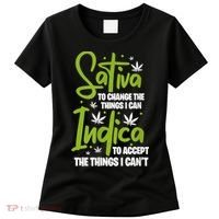 Sativa To Change The Things I Can Indica Cannabis Weed Leaf Women's T-Shirt thumb 0