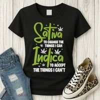 Sativa To Change The Things I Can Indica Cannabis Weed Leaf Women's T-Shirt thumb 3
