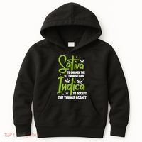 Sativa To Change The Things I Can Indica Cannabis Weed Leaf Kids Hoodie thumb 0