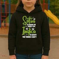 Sativa To Change The Things I Can Indica Cannabis Weed Leaf Kids Hoodie thumb 3