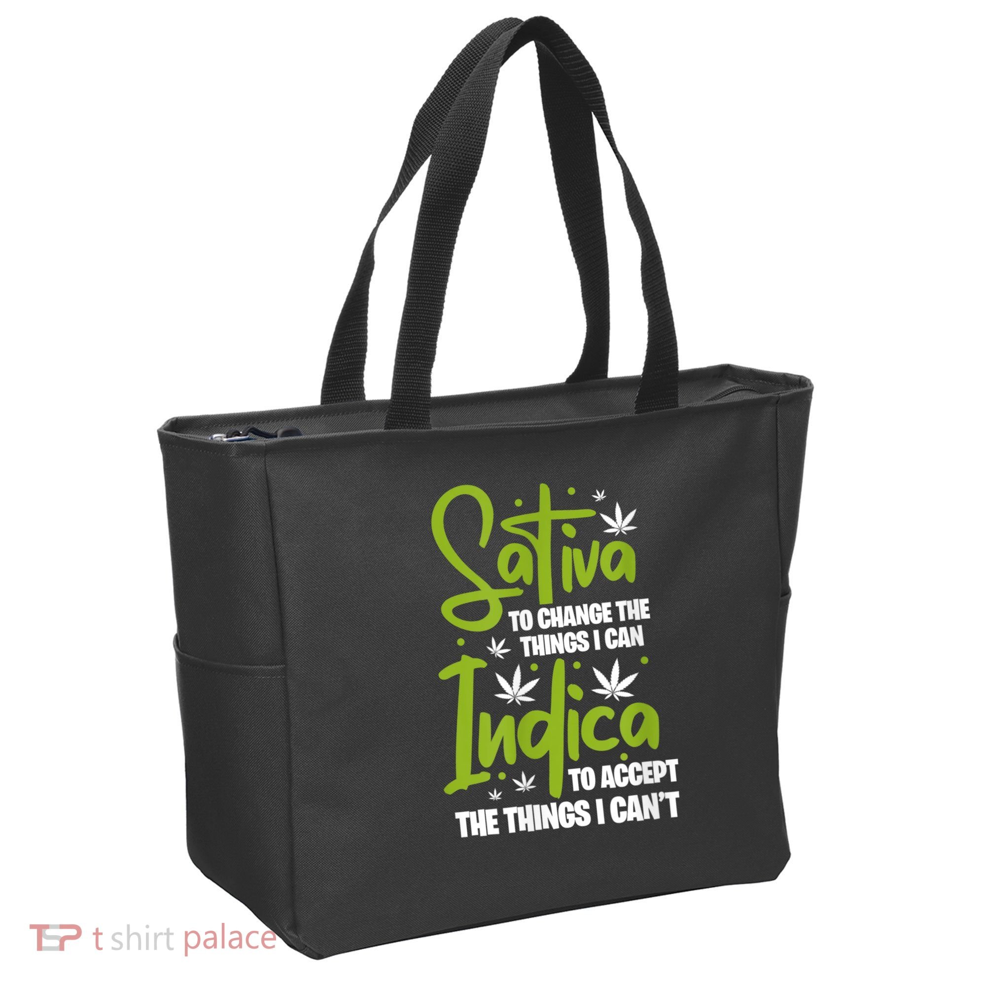Sativa To Change The Things I Can Indica Cannabis Weed Leaf Tote Bag