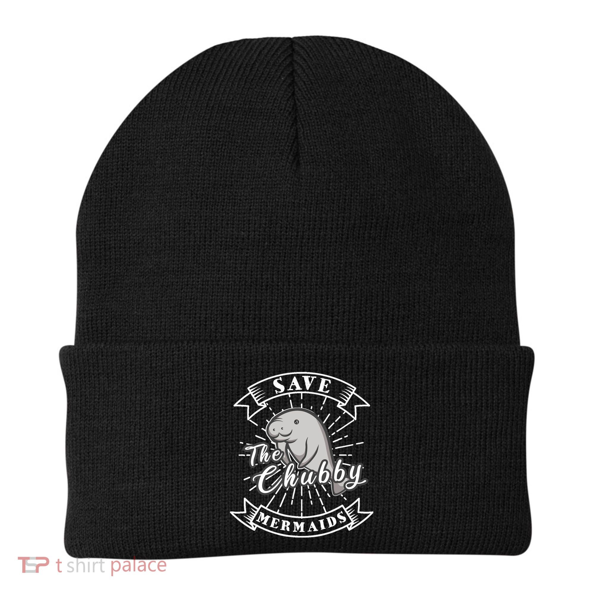 Save The Chubby Manatee Funny Sea Cow Gift Mermaid Beanie