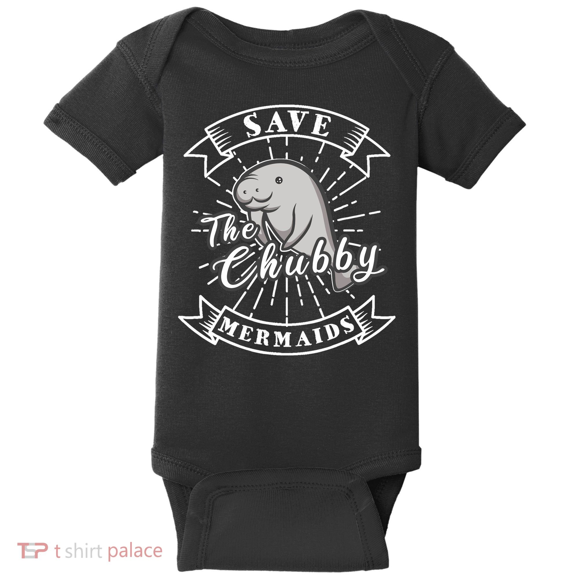 Save The Chubby Manatee Funny Sea Cow Gift Mermaid Baby Bodysuit