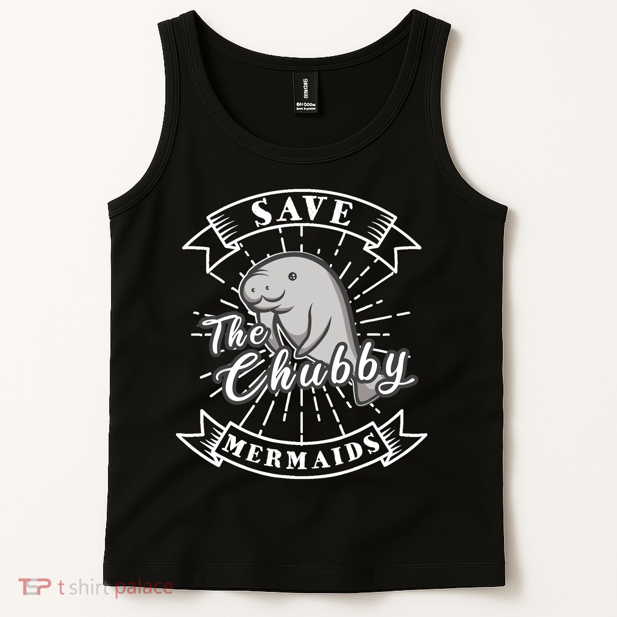 Save The Chubby Manatee Funny Sea Cow Gift Mermaid Tank Top