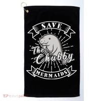 Save The Chubby Manatee Funny Sea Cow Gift Mermaid Golf Towel thumb 0
