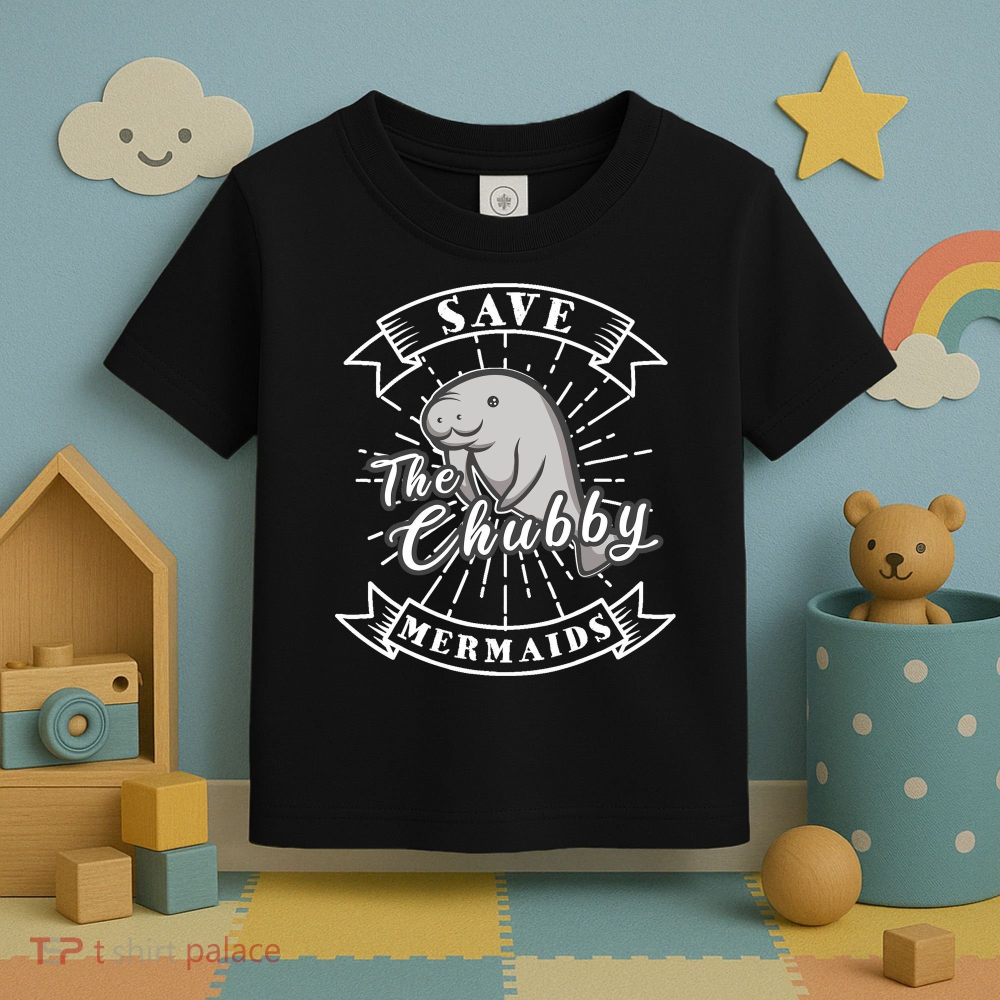 Save The Chubby Manatee Funny Sea Cow Gift Mermaid Toddler T-Shirt