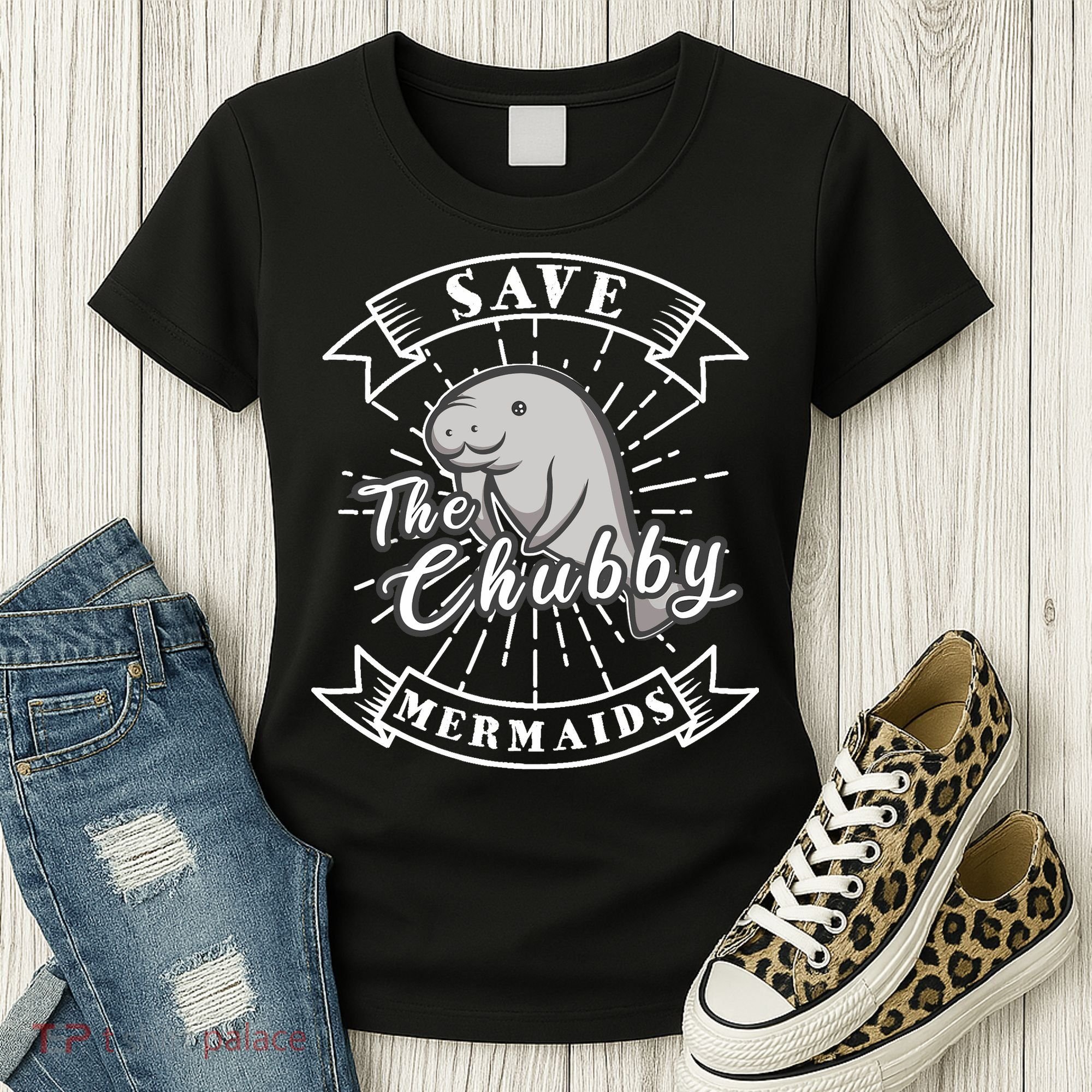Save The Chubby Manatee Funny Sea Cow Gift Mermaid Women's T-Shirt