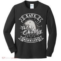 Save The Chubby Manatee Funny Sea Cow Gift Mermaid Kids Long Sleeve Shirt thumb 0