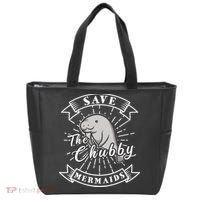 Save The Chubby Manatee Funny Sea Cow Gift Mermaid Tote Bag thumb 0