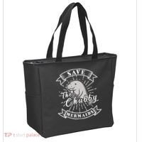 Save The Chubby Manatee Funny Sea Cow Gift Mermaid Tote Bag thumb 2