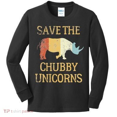 Save The Chubby Unicorns Retro Vintage Colors Kids Long Sleeve Shirt