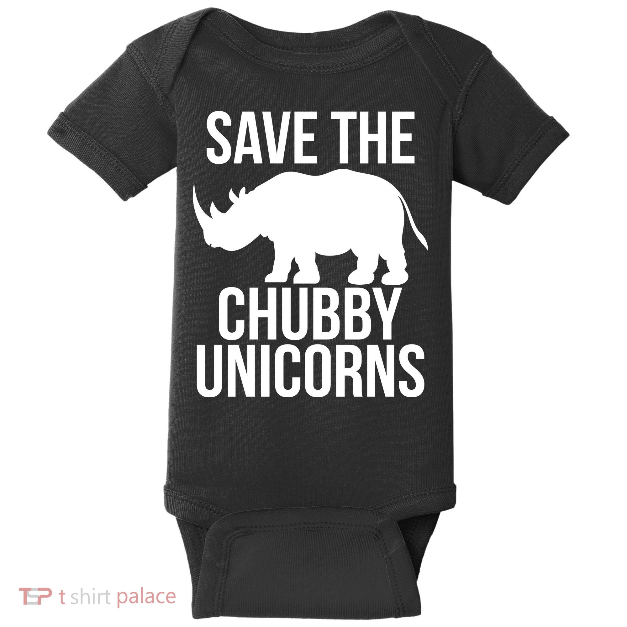 Save The Chubby Unicorn Funny Baby Bodysuit