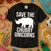 Save The Chubby Unicorn Funny Kids T-Shirt thumb 3