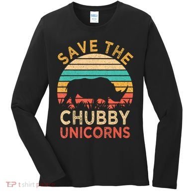 Save The Chubby Unicorns Rhino Vintage Women's Long Sleeve Shirt