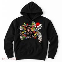 Sea Turtle Christmas Lights Funny Santa Hat Merry Christmas Hoodie thumb 0